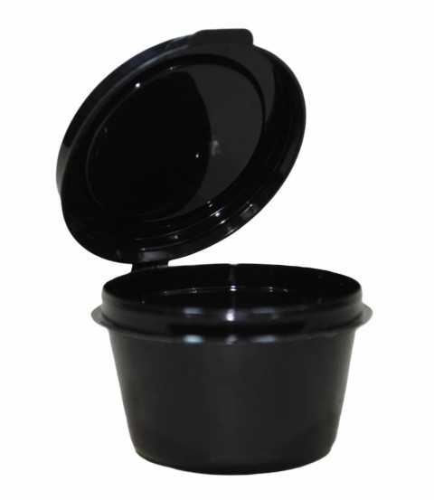 Соусник черный с крышкой 30 мл, верх. закрытие